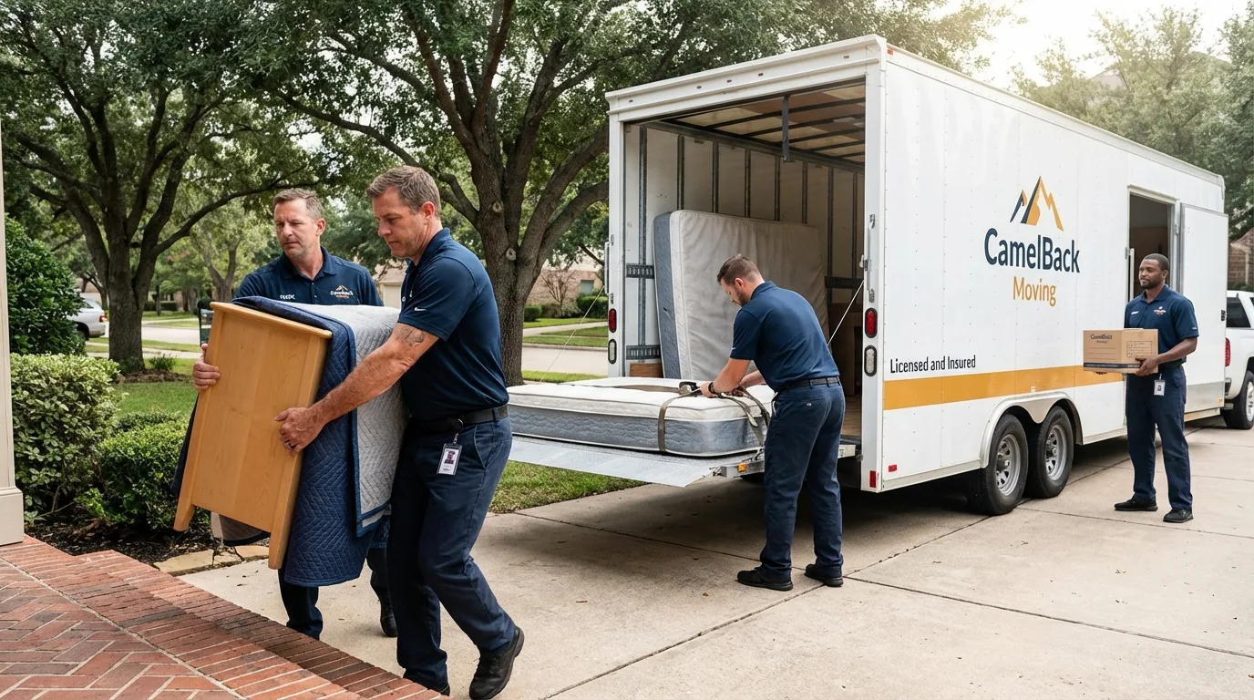 Crew loading residential truck for cross-state move from Waynesboro, VA
